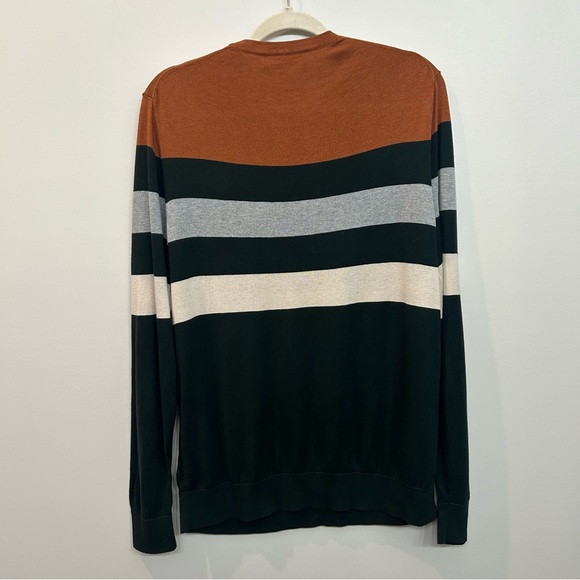 Brooks Brothers Men’s Italian Yarn Silk And Cotton Blend Striped Sweater Size L - Picture 5 of 10